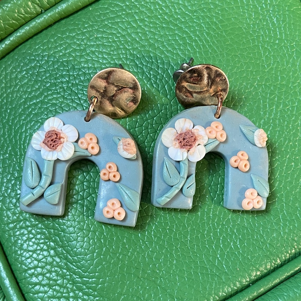 Floral Arch Earrings with Bronze Accents